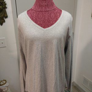 New Sonoma Grey Long Sleeve V-Neck  Everyday Tee Woman's Size XL
